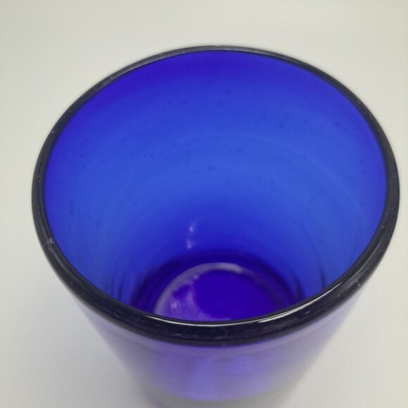 Hand Blown Mexican Cobalt Blue Tumblers Drinking Glasses - Picture 3 of 11